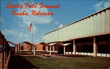 Eppley Field Terminal Omaha Nebraska flag ~ 1950-60s vintage postcard picture
