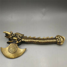 Chinese Culture 32cm China Antiques Old Copper Fu Dragon Axe Knife Exorcism picture