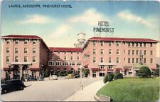 Pinehurst Hotel, Laurel, Mississippi MS - Vintage Linen Postcard - Old Cars 1940 picture