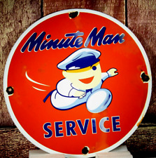 MINUTE MAN SERVICE SIGN PORCELAIN COLLECTIBLE, RUSTIC, ADVERTISING picture