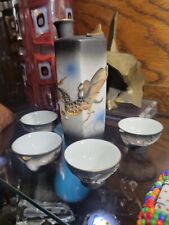 Vintage Japanese Moriage Dragonware Whistling Saki Decanter and 4 Cups Perfect picture