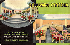 OKLAHOMA CITY BOULEVARD CAFETERIA RESTAURANT VINTAGE LINEN POSTCARD picture
