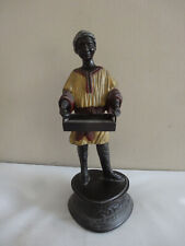 Cold Painted Bronze Figurine Man Holding Tray 11.5