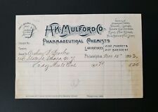Original 1893 Billhead ~ H.K. Milford Co. - Pharmaceutical Chemists ~ New York  picture