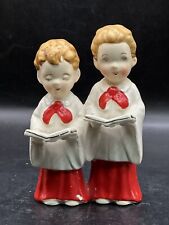 1950's Ceramic Choristers in Red & White Robes w/ Music Books, H.I. Co Japan picture