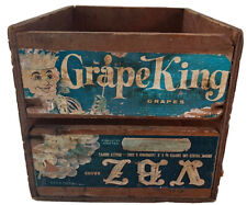 Vintage Wooden Fruit Crate Grape King  California GRAPE Harvesting picture