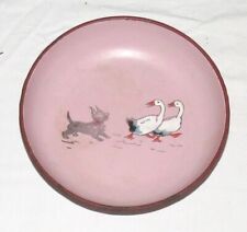 Metal Child's 6.5 inch Metal Enamel Bowl - Dog & Geese - Made in Czechoslovakia picture