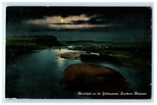 1916 Moonlight On Yellowstone Bridge Scene Southern Montana MT Antique Postcard picture