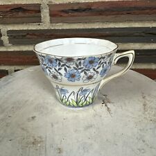 Vintage Rosina Bone China Made In England Tea Cup Flowers Blue Floral Handle Cup picture