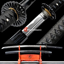 All Black Functional Sword 1095 Steel Battle Ready Sharp Japanese Samurai Katana picture