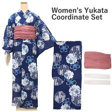 Women's Yukata Coordinate Set of 3 For Beginners : Black Yukata & Rose mist Obi picture