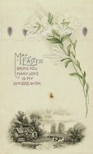 Antique Easter Poem Lilies Rayburn Towanda Illinois Embossed Vtg Posted Postcard picture