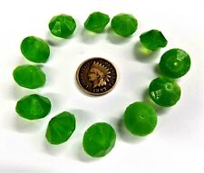 12 Medium Greasy Green Opal Facetted Vaseline African Trade Beads  L1629 picture