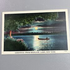 Postcard - Greetings from Highland Lake, New York Night out on the Canoe picture