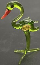 Vtg Murano Italy Hand Blown Glass Miniature Figurine Crane Bird  UV Glow 2.75” picture