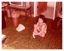 1970s Little Girl Putting on Socks Los Angeles Vintage Photo picture
