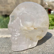 1.8LB Natural clear quartz white crystal Hand Carved Skull reiki Healing picture