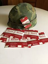 8 ORIGINAL Vietnam War Era 60’s WINSTON MILITARY Cigarette Pack Labels M1 Helmet picture