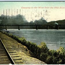 c1910s Bellaire, OH Gateway to the West Ohio River Railway Train Postcard A102 picture
