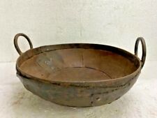 OLD VINTAGE RARE ANTIQUE RUSTIC IRON KADHAI / WOK FRYING COOKWARE  picture