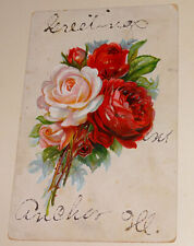 Anchor IL Postcard Illinois Greetings Roses Embossed Glitter c1910 picture