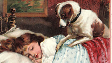 1880s Ginger Tonic Parker's Hair Balsam Medicine Quack Girl Asleep In Bed & Dog picture
