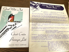 Vintage 1949 Great White Fleet SS JAMAICA Capt's letter  Ship Diagram Wine List picture
