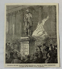 1885 magazine engraving~ STATUE OF LORD BEACONSFIELD Liverpool picture