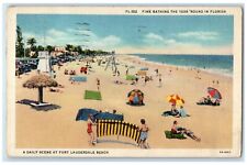 1939 Fine Bathing Year Round Daily Scene Fort Lauderdale Beach Florida Postcard picture