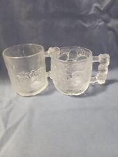 Pair of 1993 McDonald's FLINSTONES Cups Mugs Frosted Glass  Rocky Road  Pre Dawn picture