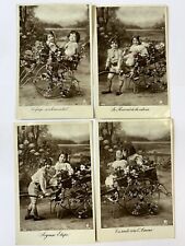 CPA Lot 4 Antique Postcards Kids In Love Cigarette 1907 Le Dé picture