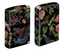 Zippo 8187,  540 Dragon & Flower Design, Black Matte Finish Lighter, NEW picture