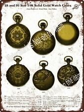 1912 Hand Engraved Gold Pocket Watch Cases Arrow Quality Metal Sign 9x12