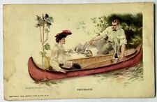 CANOEMATES. 1909 Vintage Love And Romance Postcard. picture