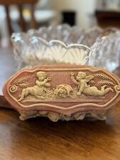 Vintage Genuine Incolay Stone Jewelry Box Pink Cherubs Flowers Rare  Art Nouveau picture