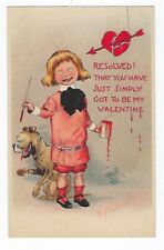 1907 Valentine Girl & Her Dog Painting Valentine Note Tucks Signed R.F. Outcault picture