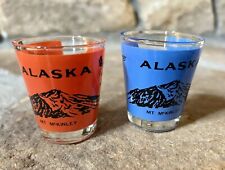 Vintage Shot Glasses, Set Of 2, Alaska Shot Glasses, Mt. McKinley, Barware picture