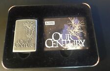Vintage 1999 Satin Chrome Our Century Zippo Lighter Mint In Tin with Sleeve picture