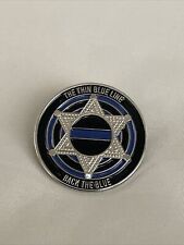 BACK THE BLUE Thin Blue Line Police Support Pin - NEW 6 Point Star picture