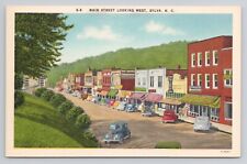 Main Street looking West Sylva NC Linen Postcard No 4499 picture