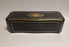 Antique 19th C French Boulle Wood Brass Glove Box Drop Front picture