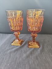 Vtg Indiana Glass Amber Mount Vernon Cordial Wine Juice Glass x 2 1968-1987 USA picture