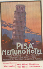 1930's-40's Pisa Nettuno Hotel Rigina Excelsior Label Luggage Label EVN2 picture