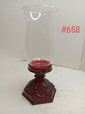 Avon Cape Cod 1876 Vintage Ruby Red Glass Hurricane Candle  Lamp picture