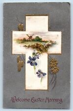 Mt. Horeb Perry Rural WI Postcard Easter Cross Flowers Cattail Winsch Back Silk picture