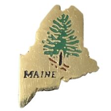 Vintage Maine Eastern White Pine Tree Gold Tone Travel Souvenir Pin picture