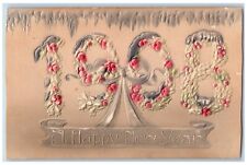 Independence KS Postcard New Year 1908 Large Letters Holly Berries Embossed picture