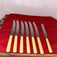 “The Stainless” Sheffield Faux Bone Vintage Knives 8” Set of 6 Knives. picture