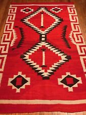 LARGE NAVAJO GANADO RUG,DYNAMITE VARIEGATED FIERY RED BACKGROUND,EXCELLENT,C1895 picture