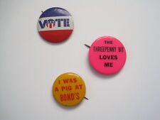 Vinatge 1960s-70's era 3 Hippie era pinback buttons picture